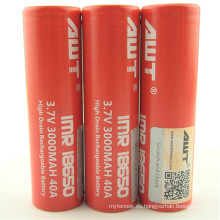 Awt 18650 40A 3000mAh, batería de iones de litio recargable 18650 para Ecigs Mods